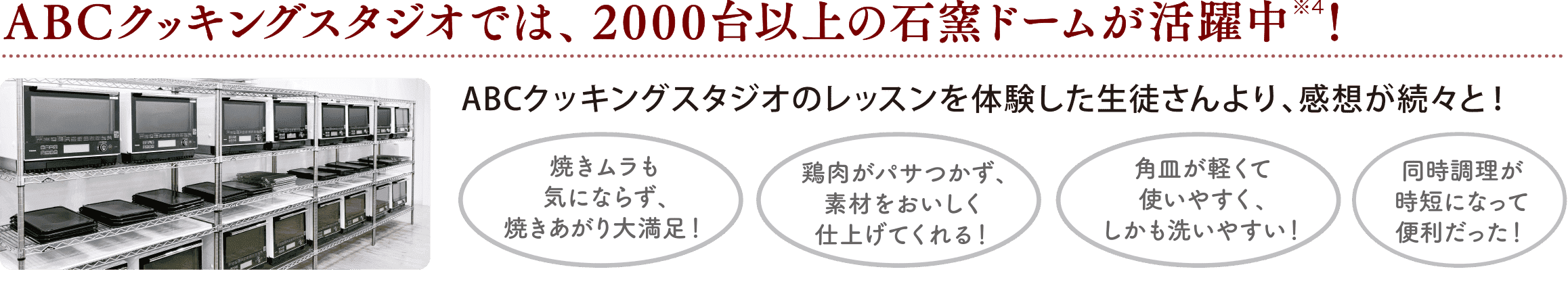 ABCクッキングスタジオでは、2000台以上の石窯ドームが活躍中！ ABC Cooking Studio