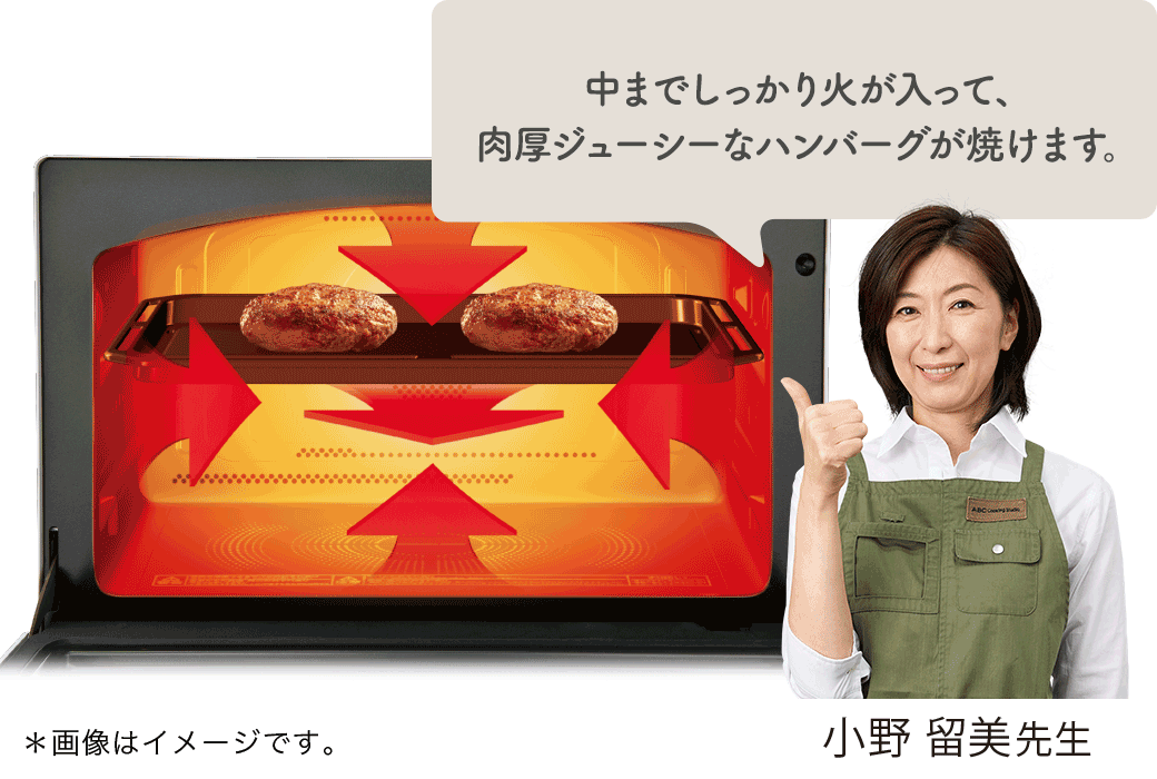 中までしっかり火が入って、肉厚ジューシーなハンバーグが焼けます。