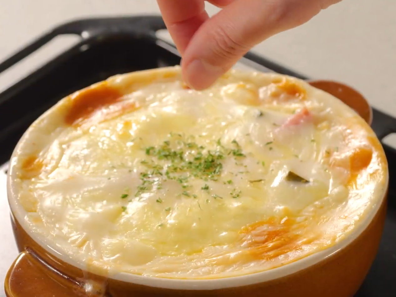 かぼちゃとベーコンのトマトグラタン（工程④）