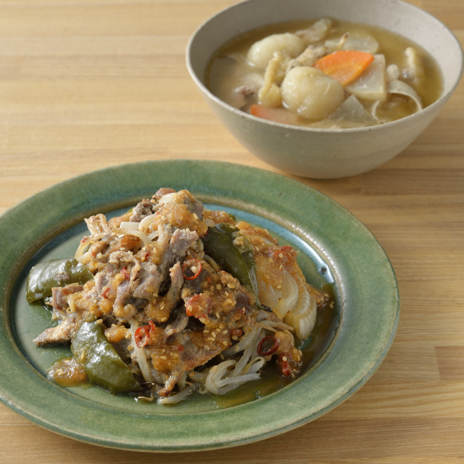 ジンギスカンと芋団子汁（画像）