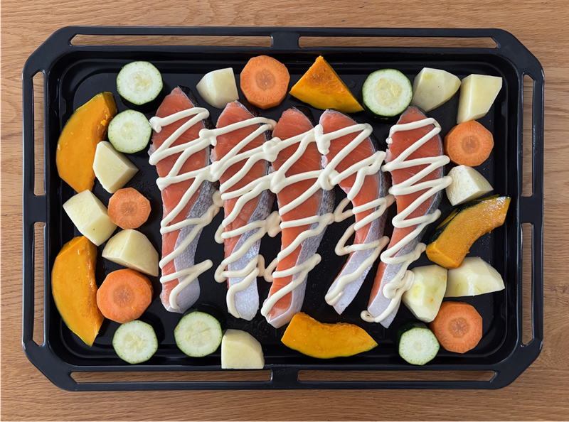 鮭のマヨ焼き＆彩野菜のグリル行程カット