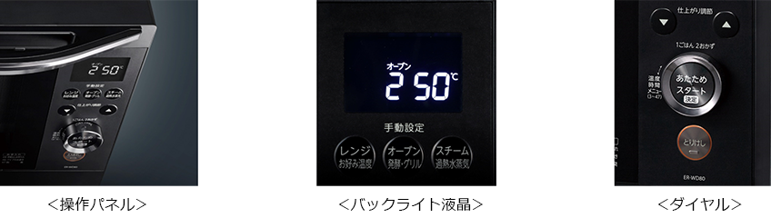 <操作パネル> <バックライト液晶> <ダイヤル>