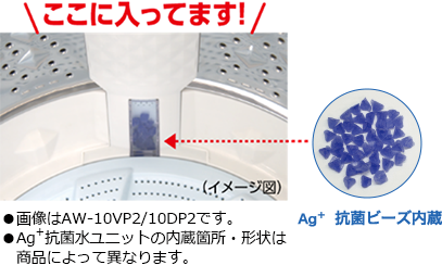 Ag+抗菌ビーズ内蔵