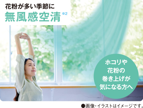 ホコリや花粉の巻き上げが気になる方へ 花粉が大季節に無風感空清※2