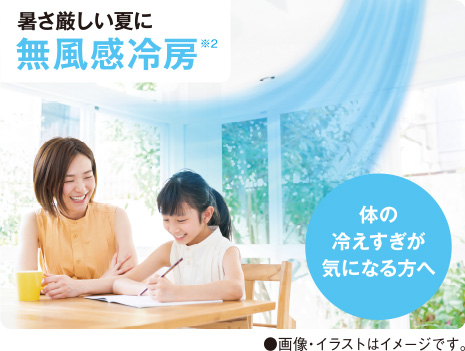 体の冷えすぎが気になる方へ 暑さ厳しい夏に無風感冷房※2