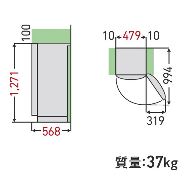 GF-W14HS設置寸法図