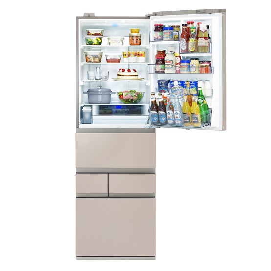 GR-W450GTM NS色の冷蔵室扉が開いた商品カット