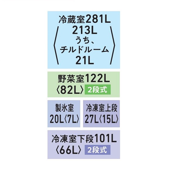 GR-W550FH 各部屋の容量