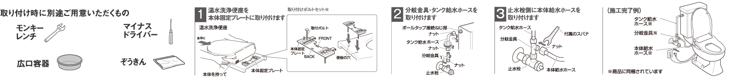 東芝温水洗浄便座 SCS-SCK7020 取付方法