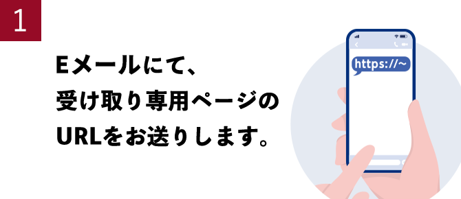 1 Eメールにて、受け取り専用ページのURLをお送りします。