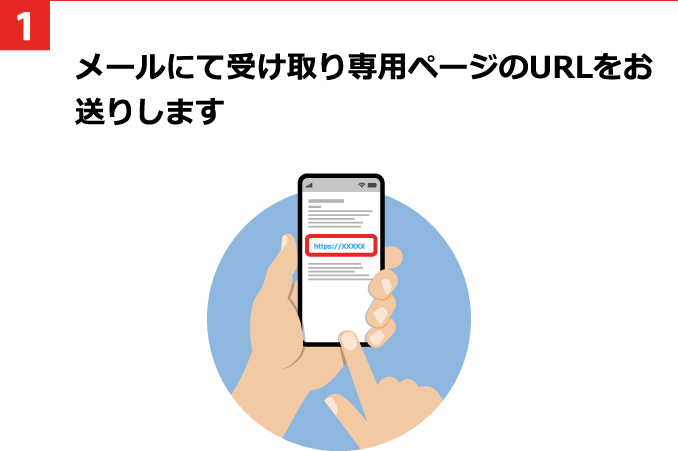1 メールにて受け取り専用ページのURLをお送りします