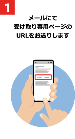 1 メールにて受け取り専用ページのURLをお送りします