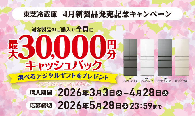 新生活応援キャンペーン‼️  k15TOSHIBA  東芝　2020年製　配達可 東芝 タイセツを、カタチに。 キャンペーン」11/15～開始 | 東芝ライフ