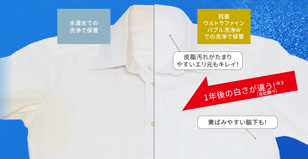 ワイシャツ1年後の黄ばみ比較写真