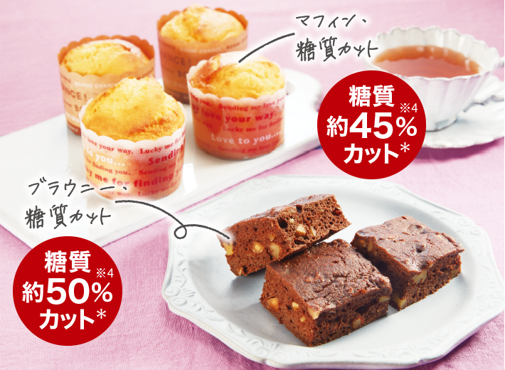 マフィン 糖質約45％カット※4 ブラウニー 糖質約50％カット※4