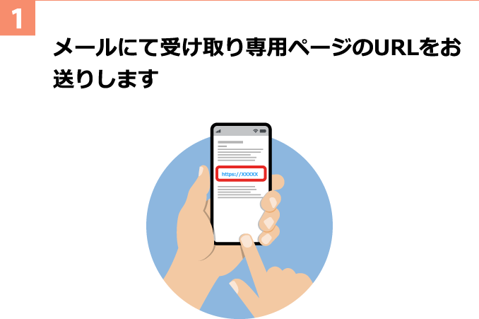 1 メールにて受け取り専用ページのURLをお送りします