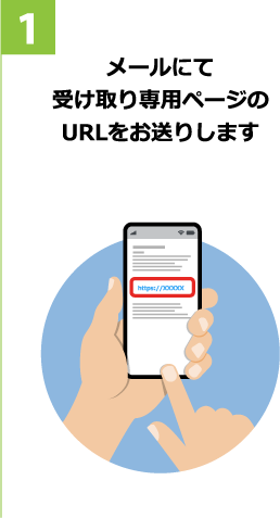 1 メールにて受け取り専用ページのURLをお送りします