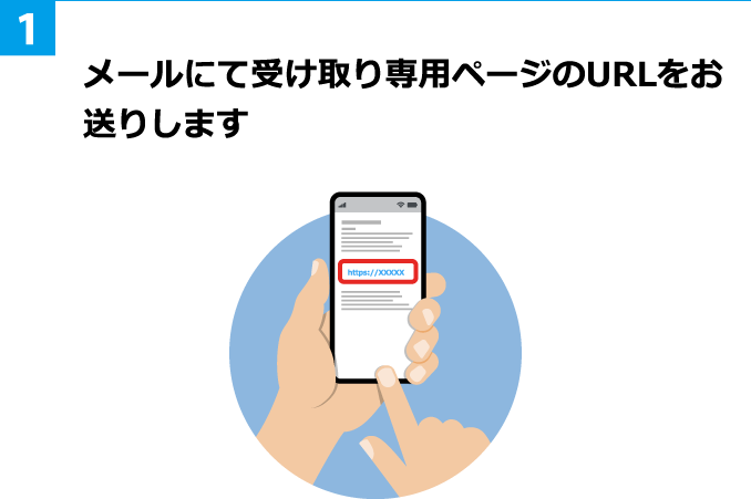1 メールにて受け取り専用ページのURLをお送りします