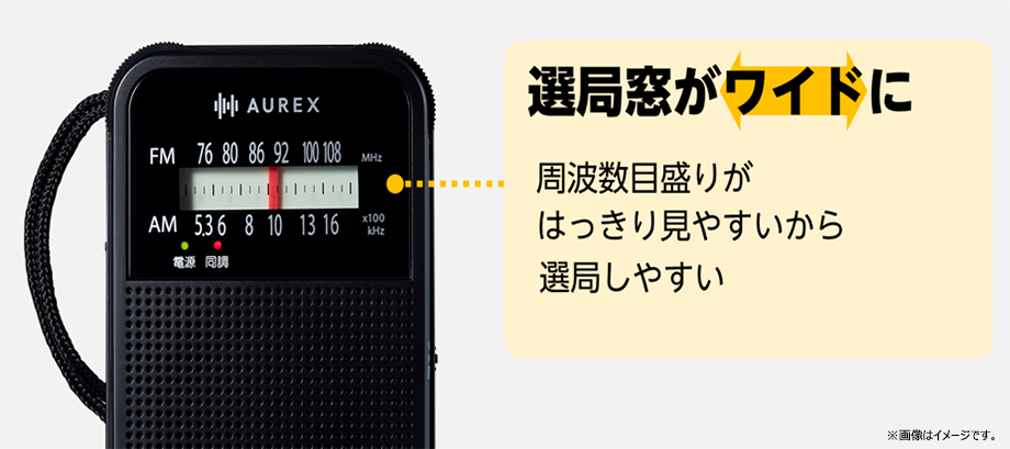 選択窓がワイドに 周波数目盛りがはっきり見やすいから選局しやすい