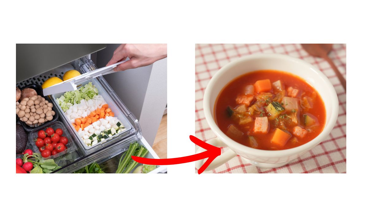 使い切り野菜BOXで切り置き保存した具材をミネストローネに活用