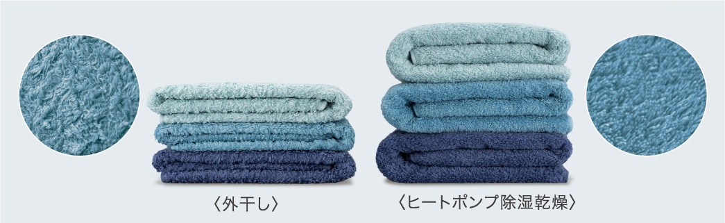ヒートポンプの低温風で衣類にやさしく