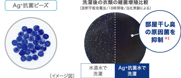 抗菌成分が雑菌の繁殖を防ぐ（イメージ図）