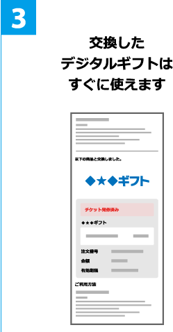 3 交換したデジタルギフトはすぐに使えます
