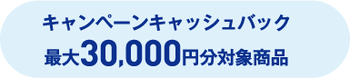 キャンペーンキャッシュバック最大30,000円分対象商品