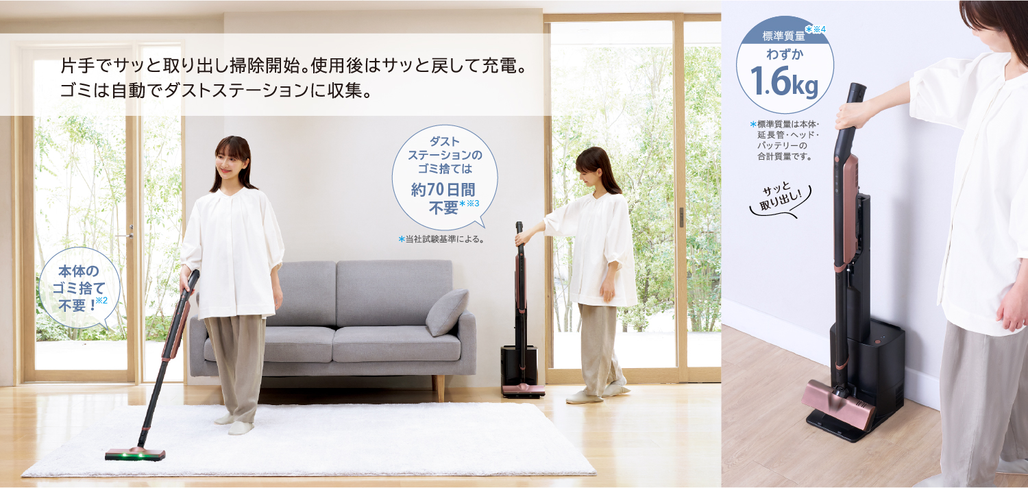 東芝コードレス掃除機（クリーナー）　VC-SL55D　進化した自動お手入れで、使ったあともラク