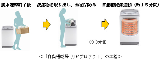 自動槽乾燥 カビプロテクト」の工程