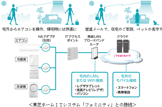 東芝ホームITシステムフェミニティとの接続